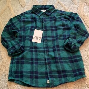 Zara green button down shirt